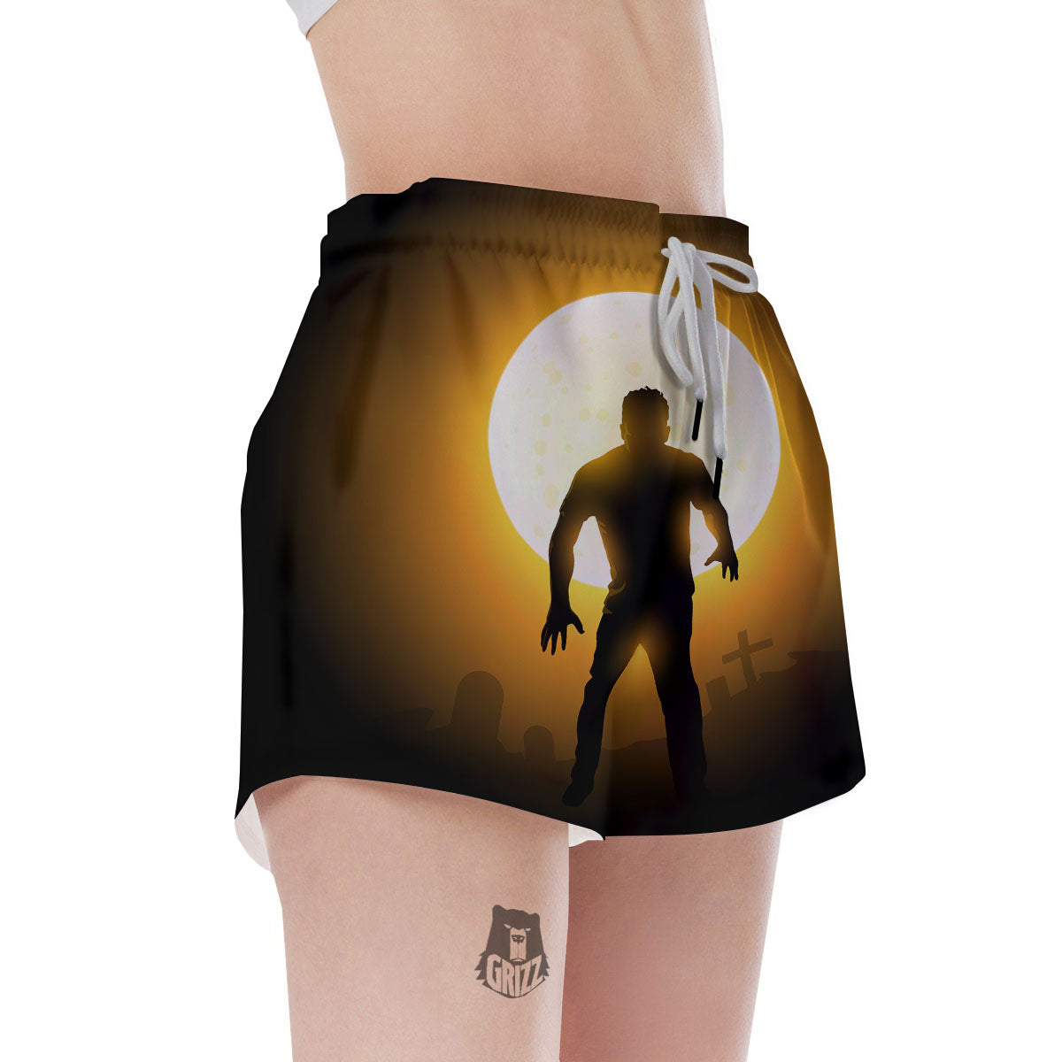 Walking Zombie Halloween Print Women's Shorts-grizzshop