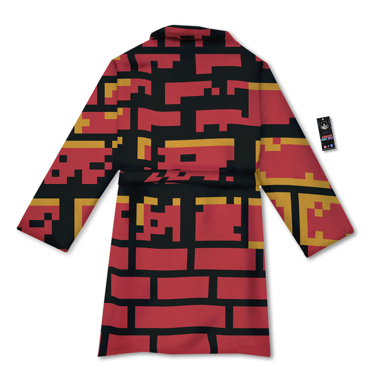 Wall Orange 8-Bit Pixel Print Bathrobe-grizzshop