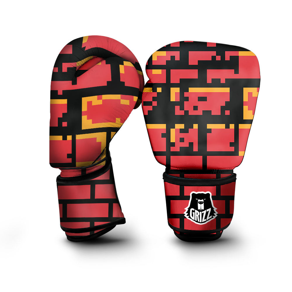 Wall Orange 8-Bit Pixel Print Boxing Gloves-grizzshop