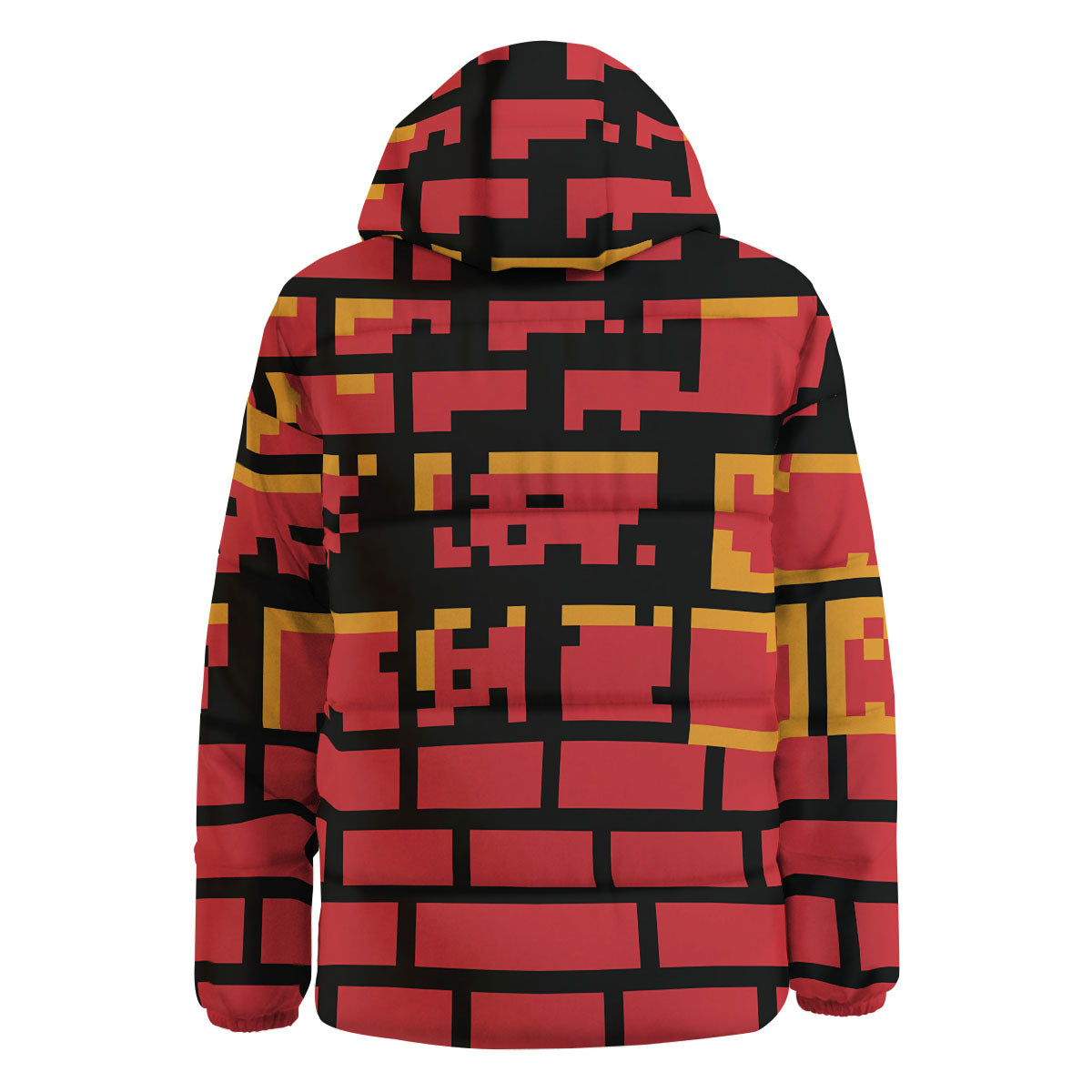 Wall Orange 8-Bit Pixel Print Down Jacket-grizzshop