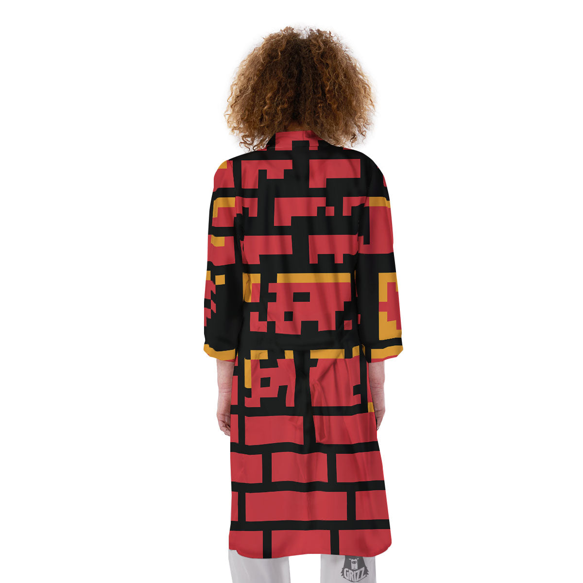 Wall Orange 8-Bit Pixel Print Kimono-grizzshop