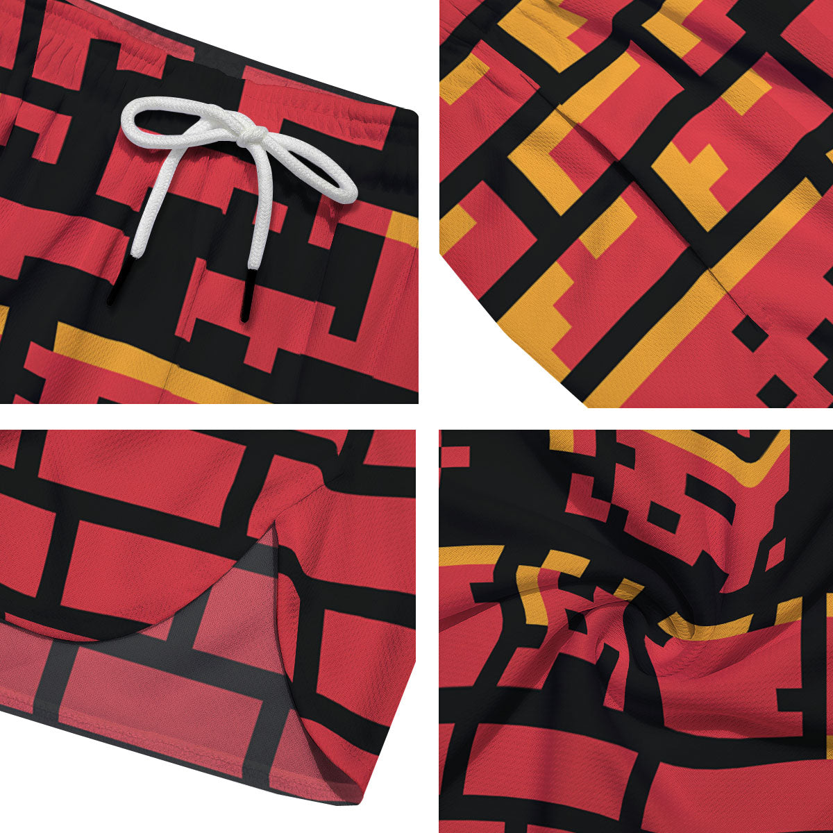 Wall Orange 8-Bit Pixel Print Men's Running Shorts-grizzshop