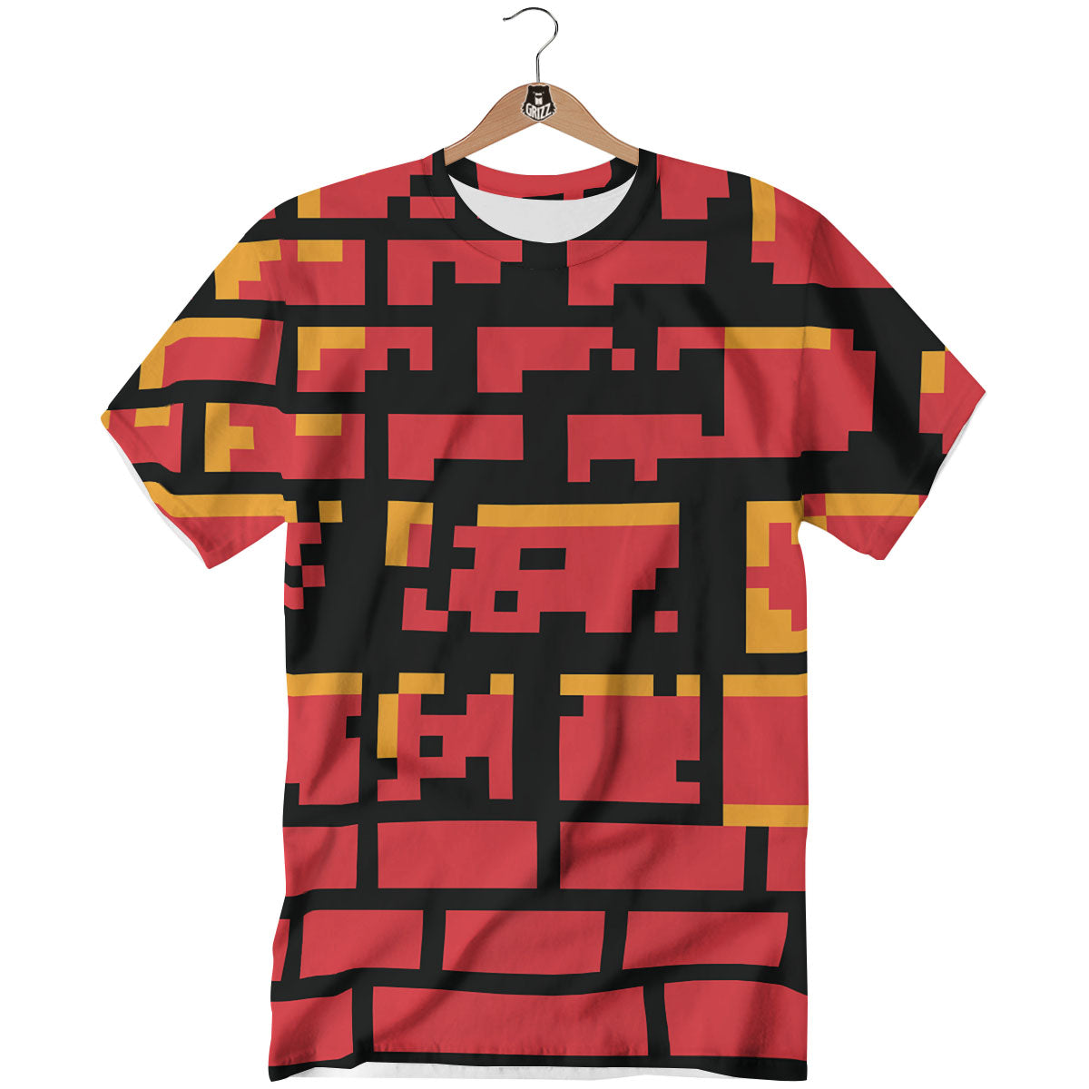Wall Orange 8-Bit Pixel Print T-Shirt-grizzshop