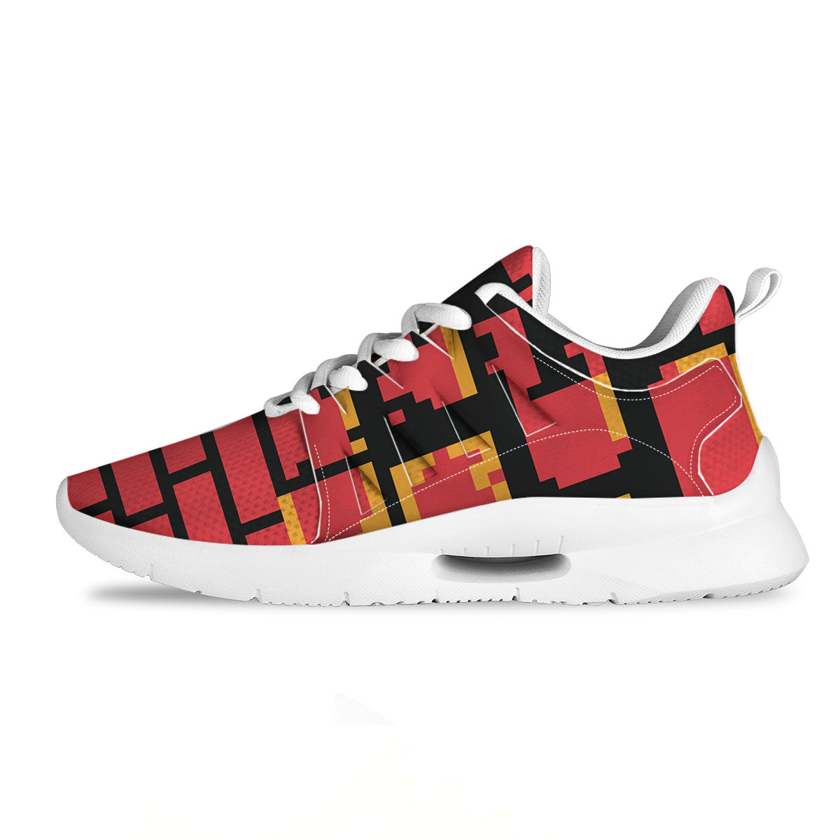Wall Orange 8-Bit Pixel Print Tennis Shoes-grizzshop