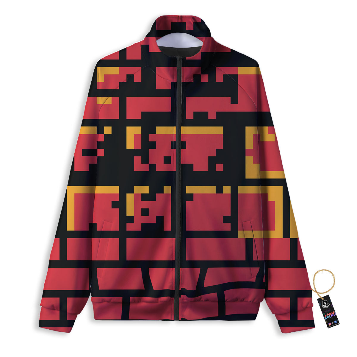 Wall Orange 8-Bit Pixel Print Track Jacket-grizzshop