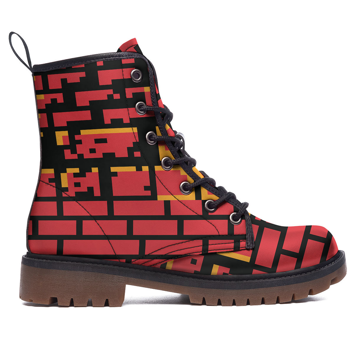 Wall Orange 8-Bit Pixel Print Work Boots-grizzshop