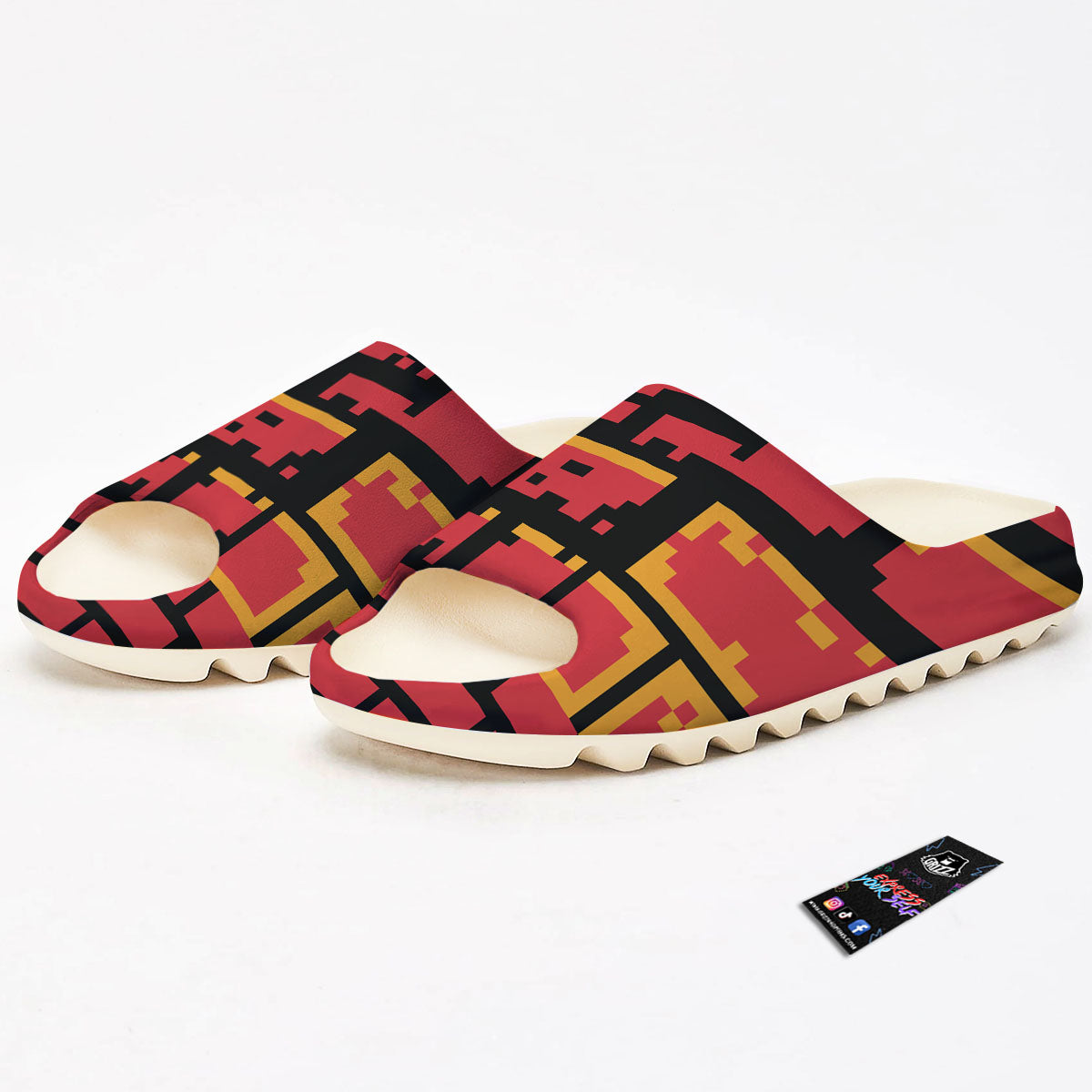 Wall Orange 8-Bit Pixel Print Sandals-grizzshop