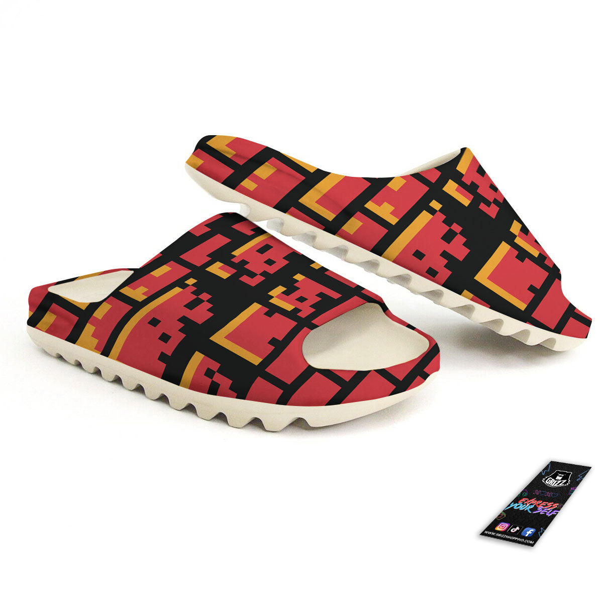Wall Orange 8-Bit Pixel Print Sandals-grizzshop