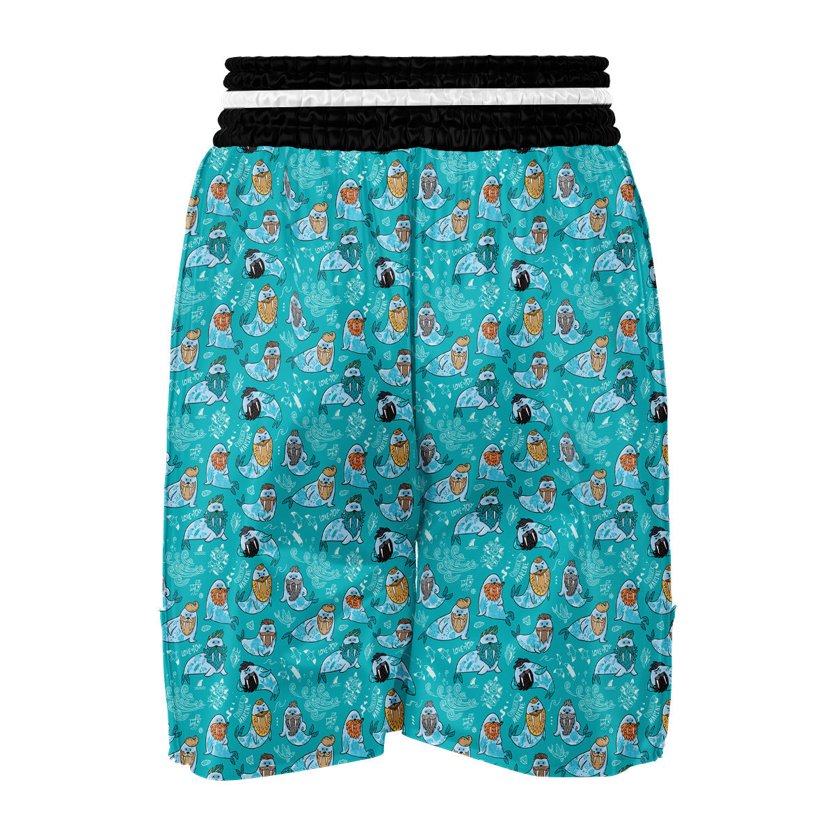 Walrus Blue TattooPrint Pattern Boxing Shorts-grizzshop