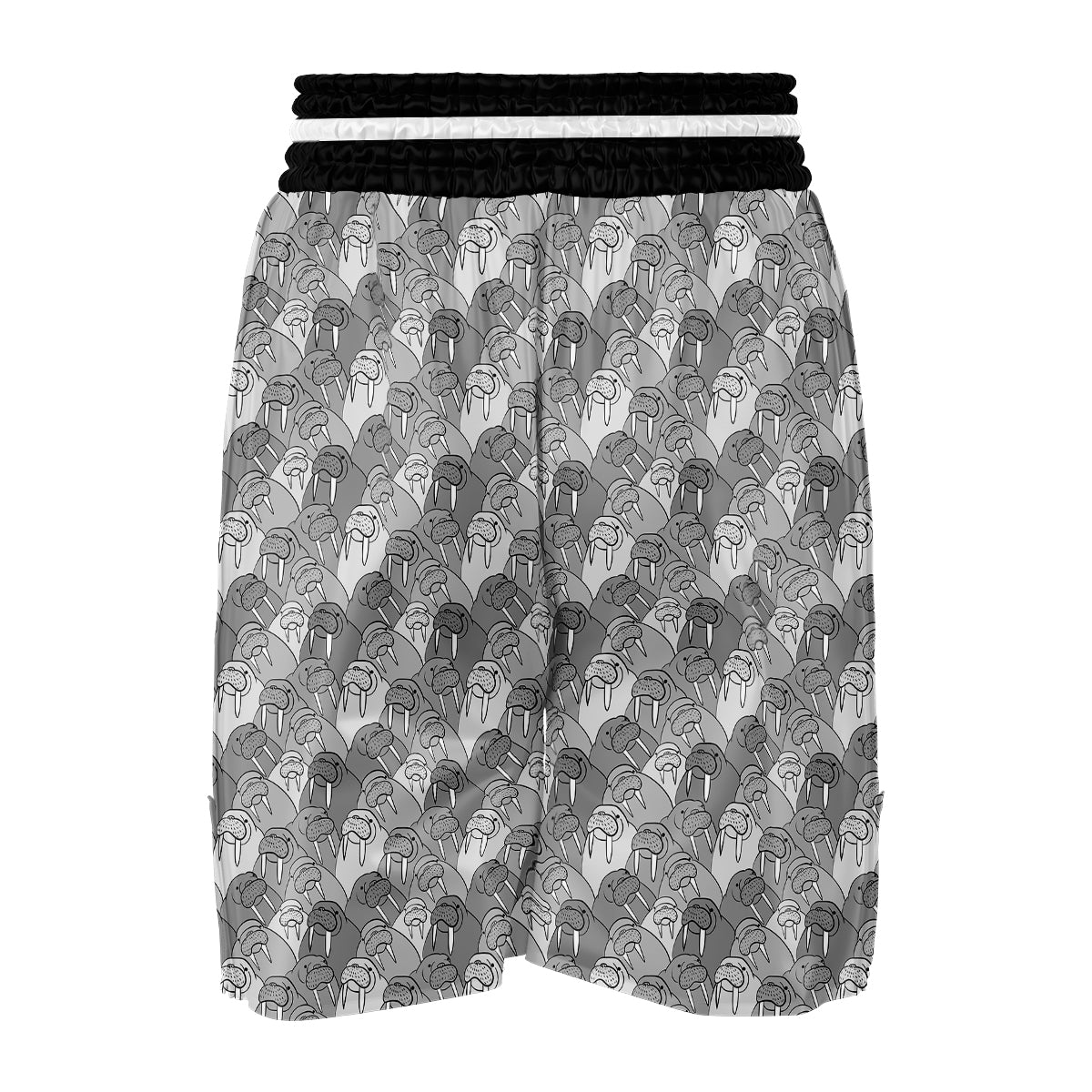 Walrus Grey Print Pattern Boxing Shorts-grizzshop
