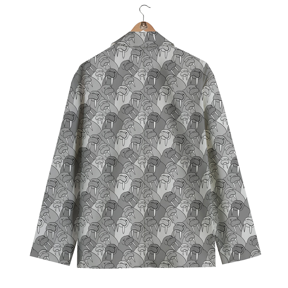 Walrus Grey Print Pattern Men's Blazer-grizzshop