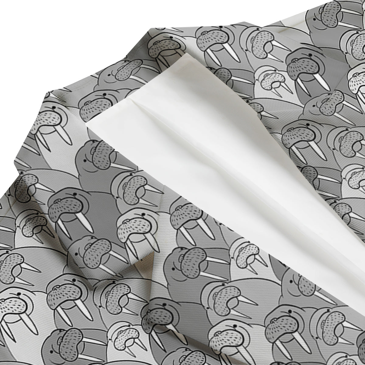 Walrus Grey Print Pattern Men's Blazer-grizzshop