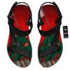 War Memorial American Print Black Open Toe Sandals-grizzshop