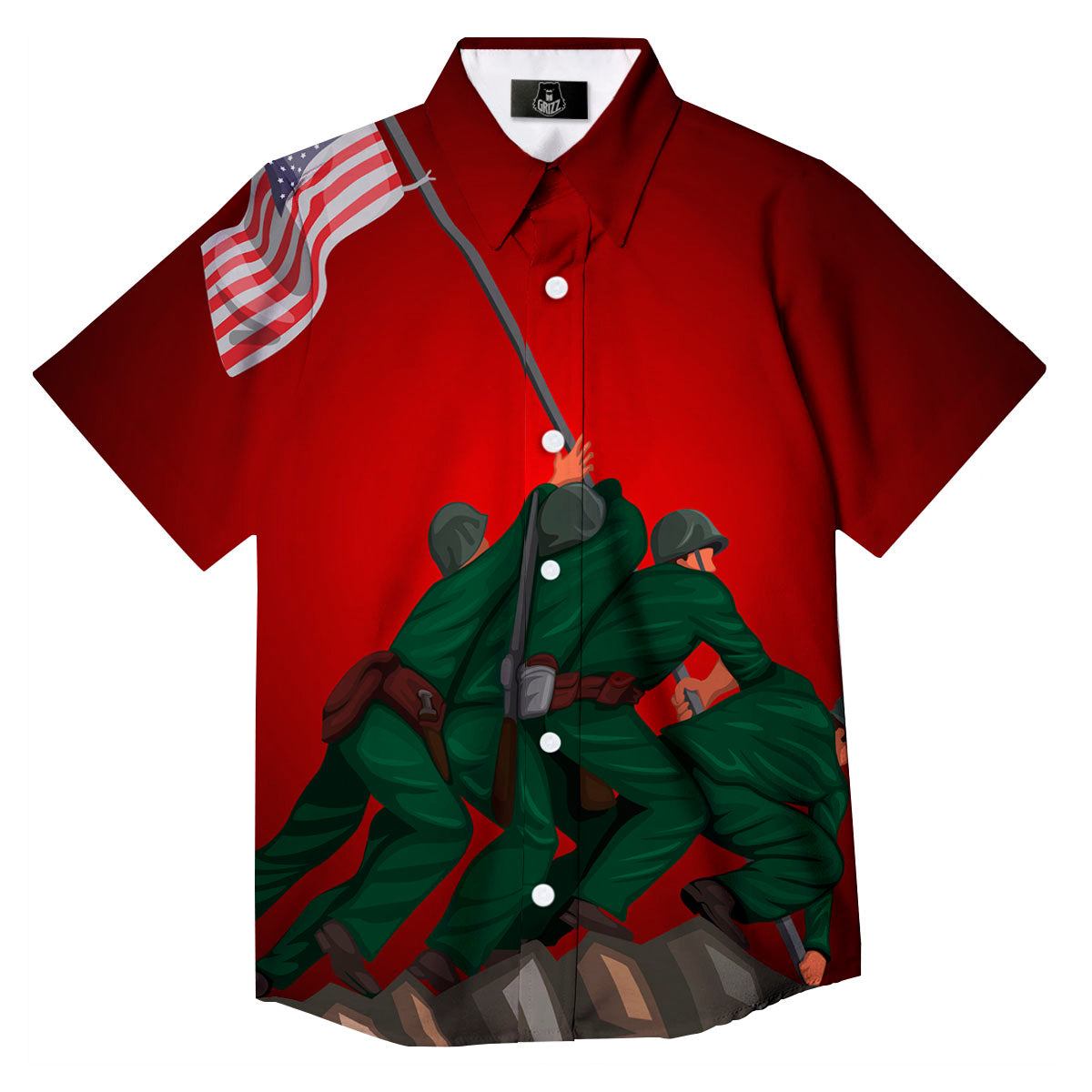 War Memorial American Print Button Up Shirt-grizzshop