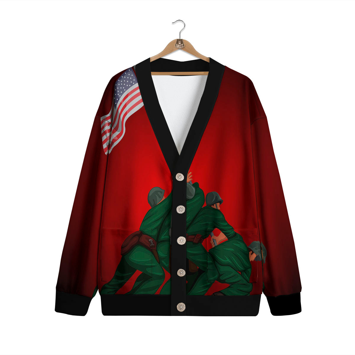 War Memorial American Print Cardigan-grizzshop