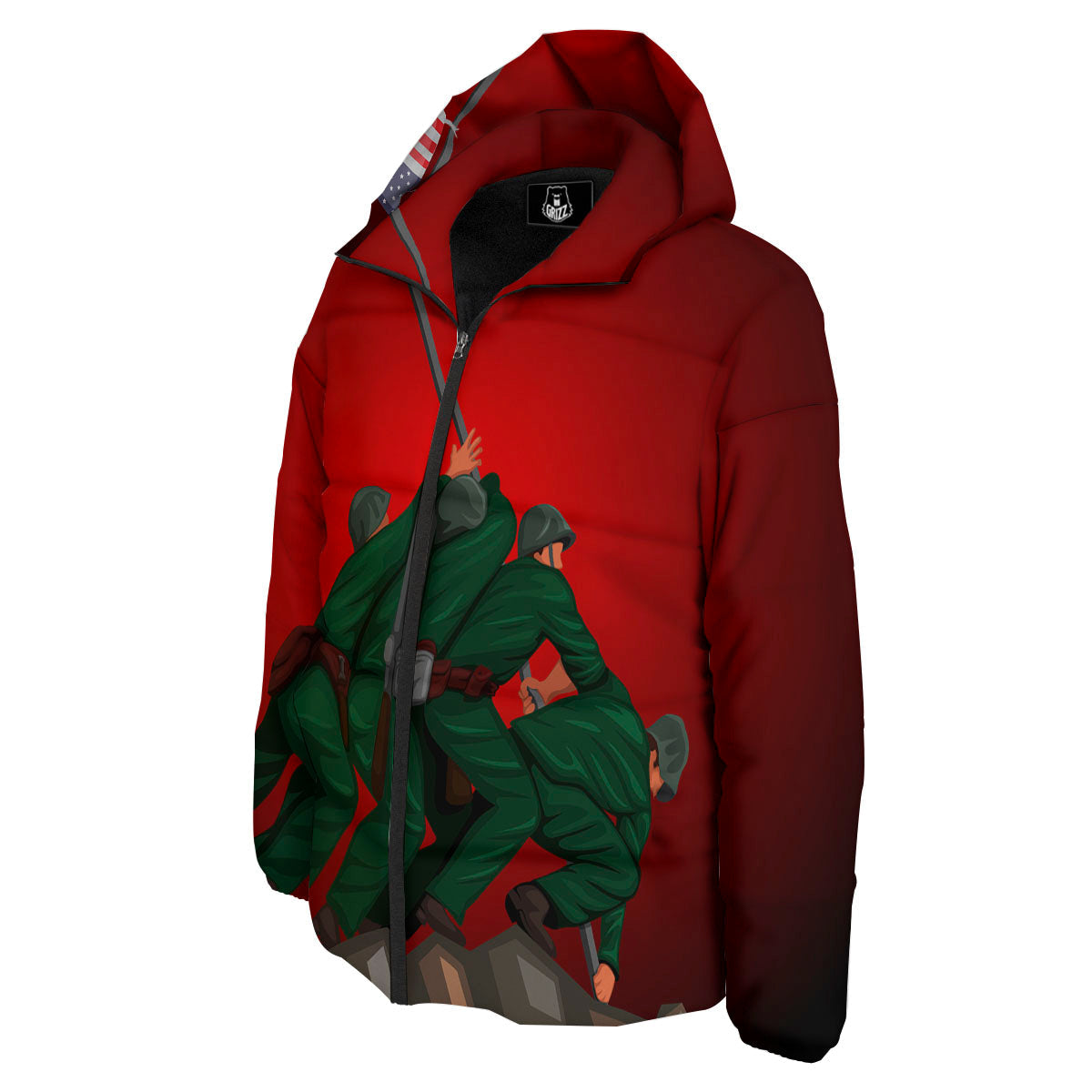 War Memorial American Print Down Jacket-grizzshop