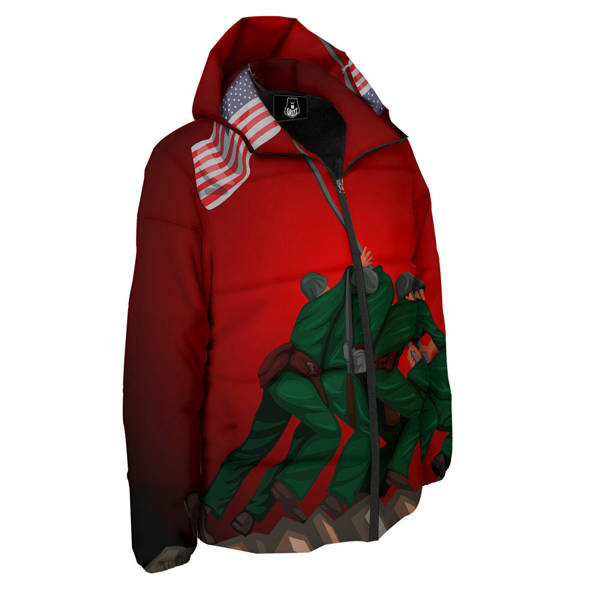 War Memorial American Print Down Jacket-grizzshop