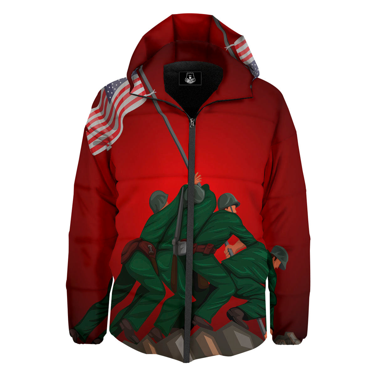 War Memorial American Print Down Jacket-grizzshop