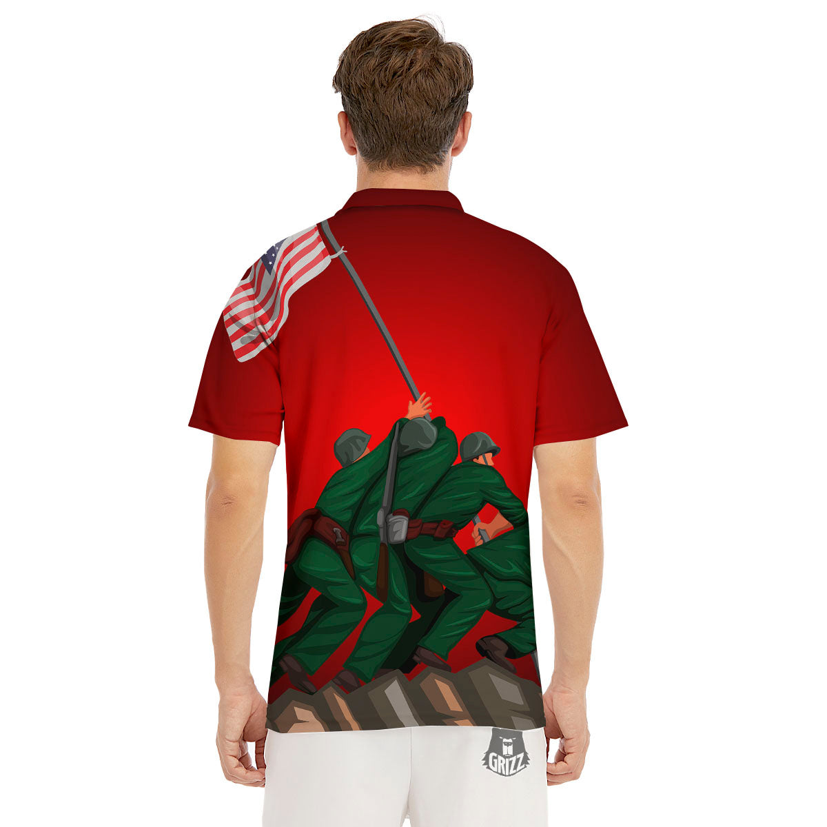 War Memorial American Print Men's Golf Shirts-grizzshop