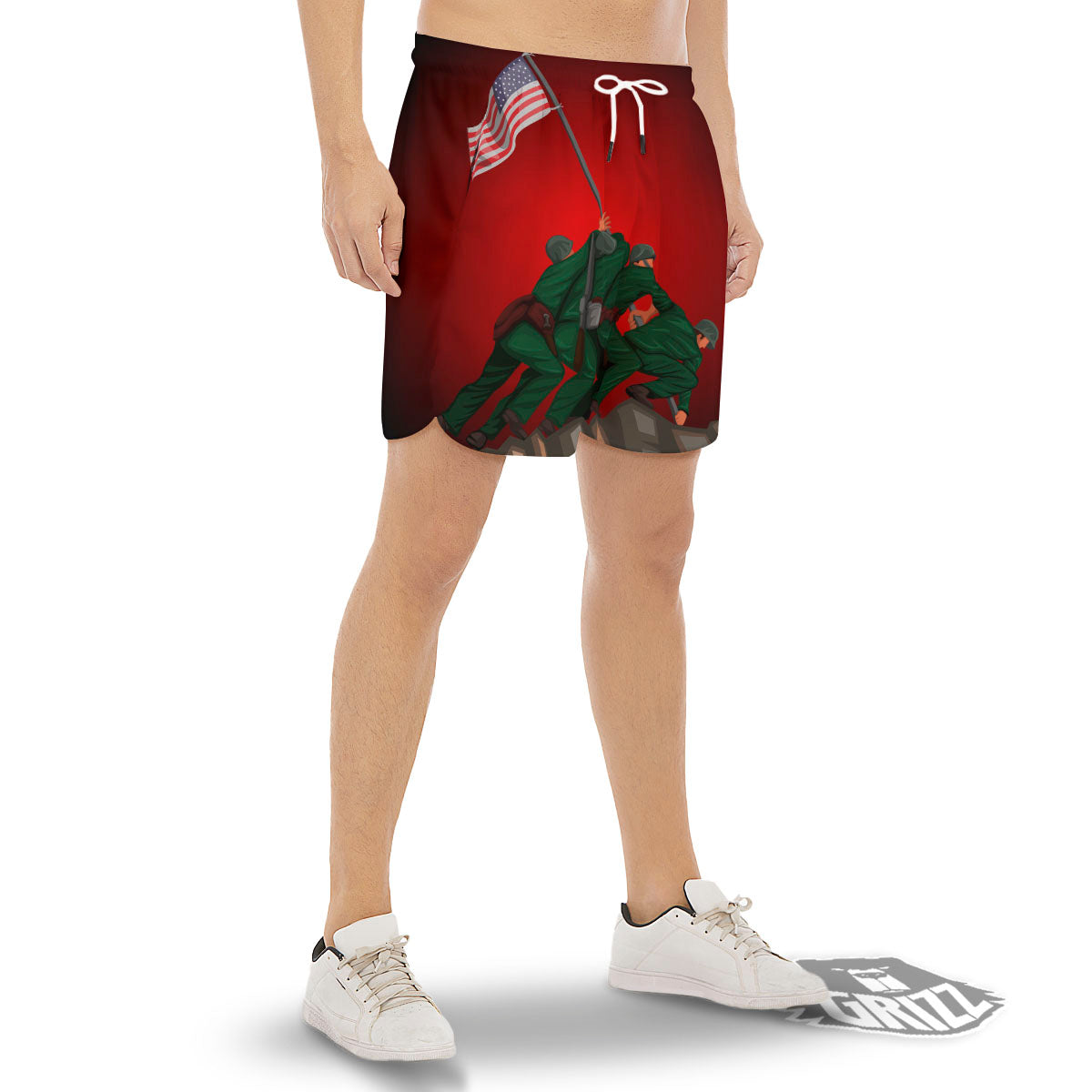 War Memorial American Print Men's Gym Shorts-grizzshop