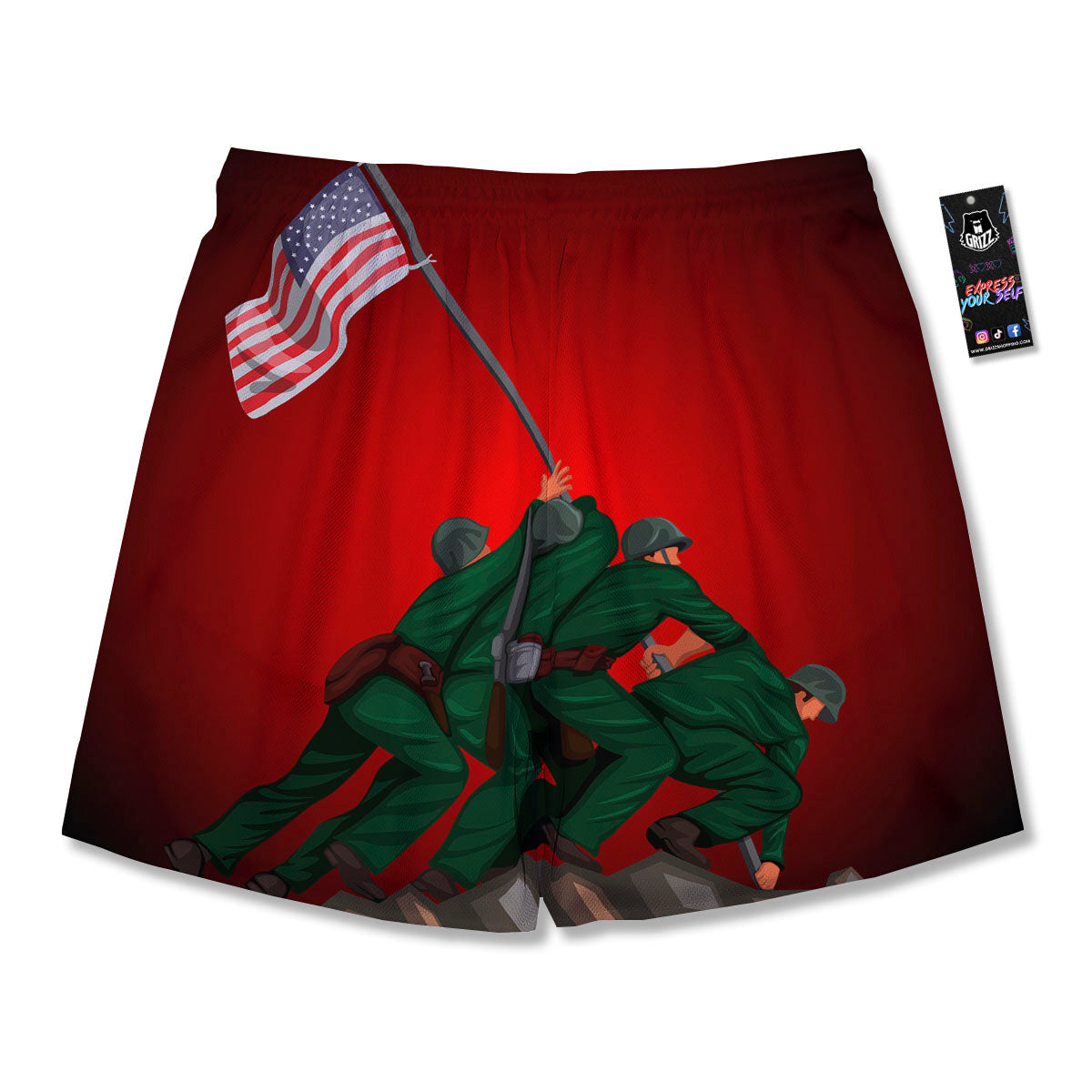 War Memorial American Print Men's Running Shorts-grizzshop