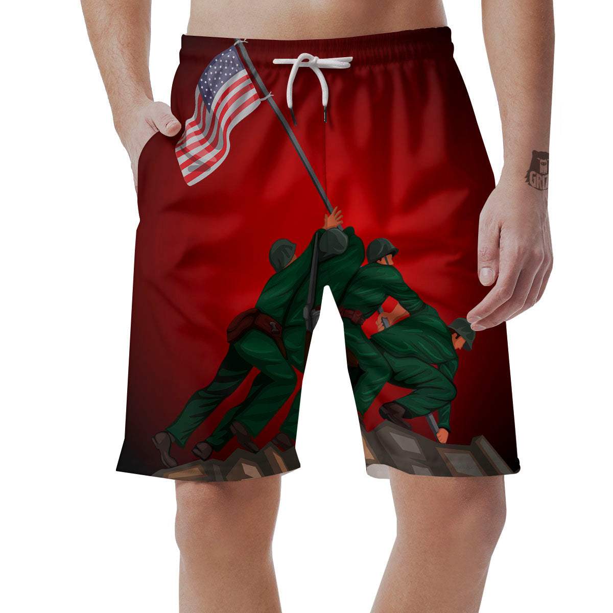 War Memorial American Print Men's Shorts-grizzshop