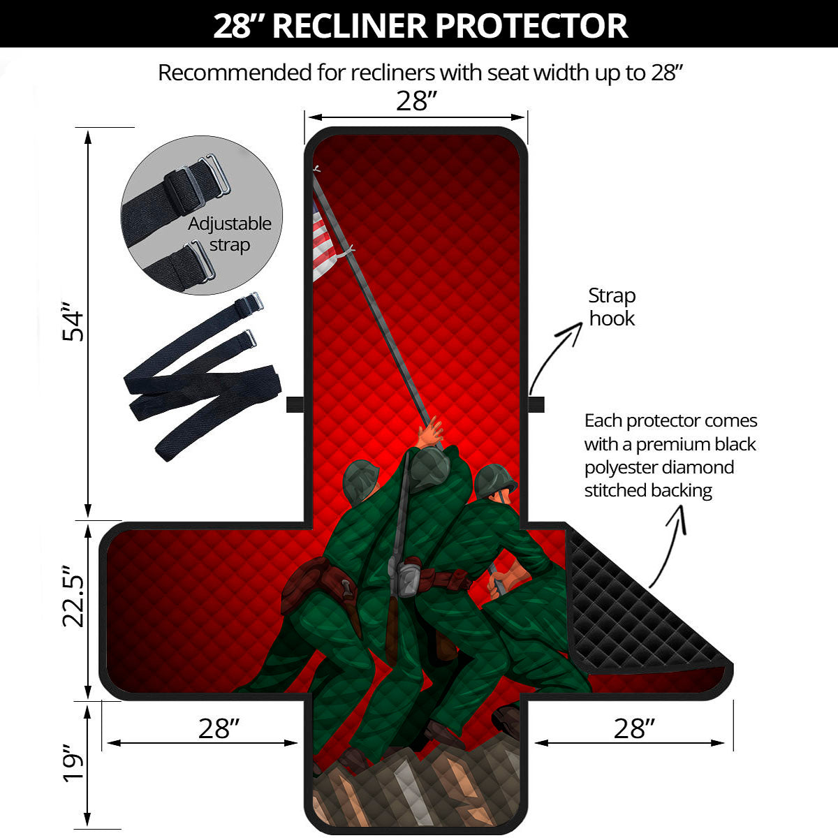 War Memorial American Print Recliner Protector-grizzshop