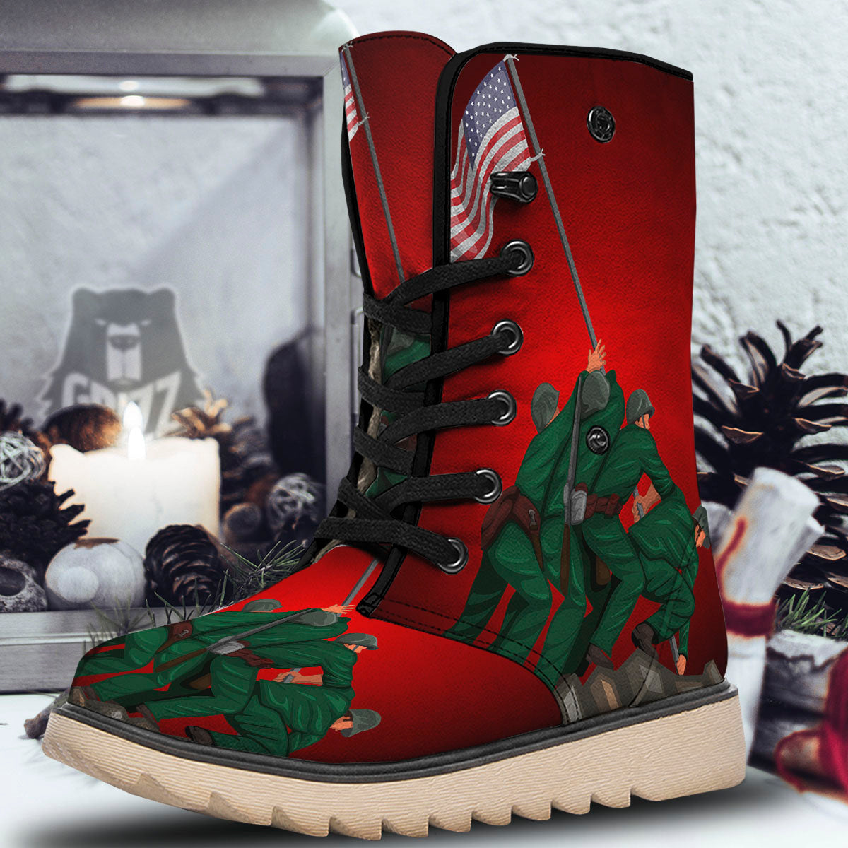 War Memorial American Print Snow Boots-grizzshop