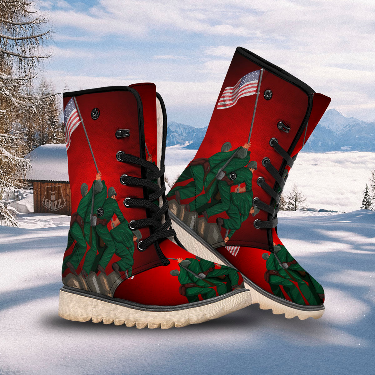 War Memorial American Print Snow Boots-grizzshop