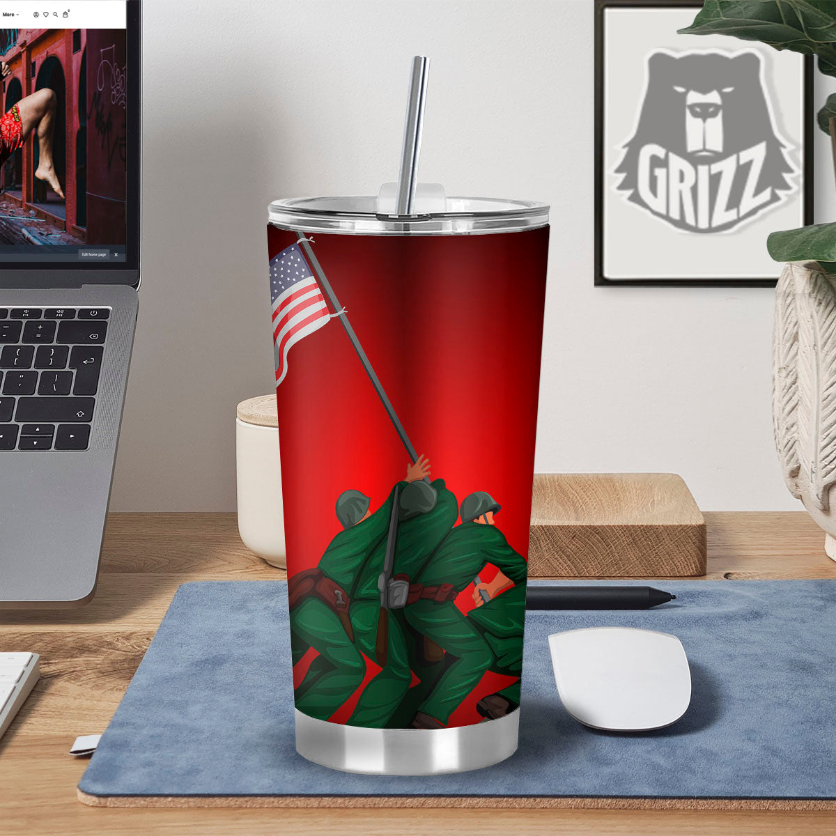 War Memorial American Print Tumbler-grizzshop