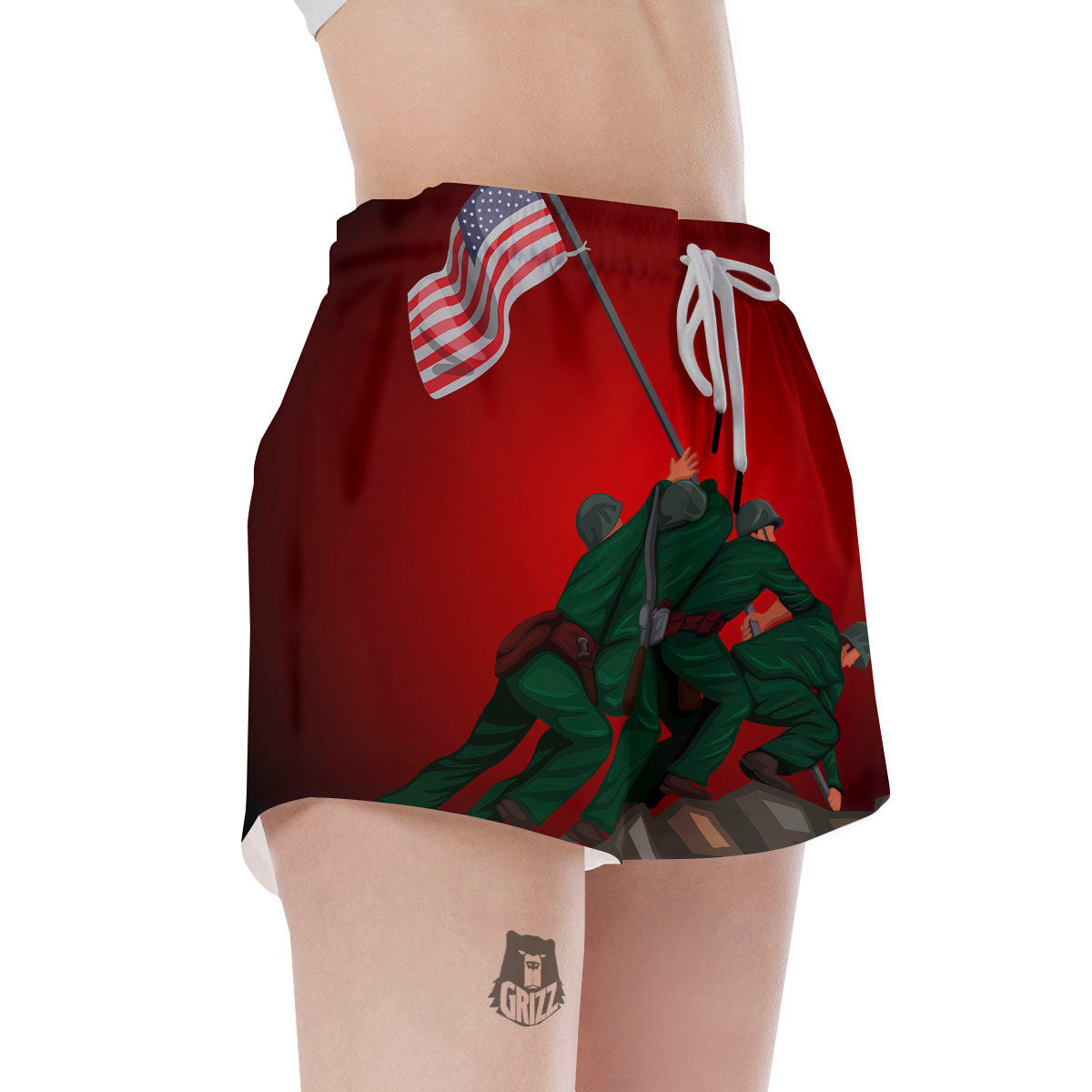 War Memorial American Print Women's Shorts-grizzshop