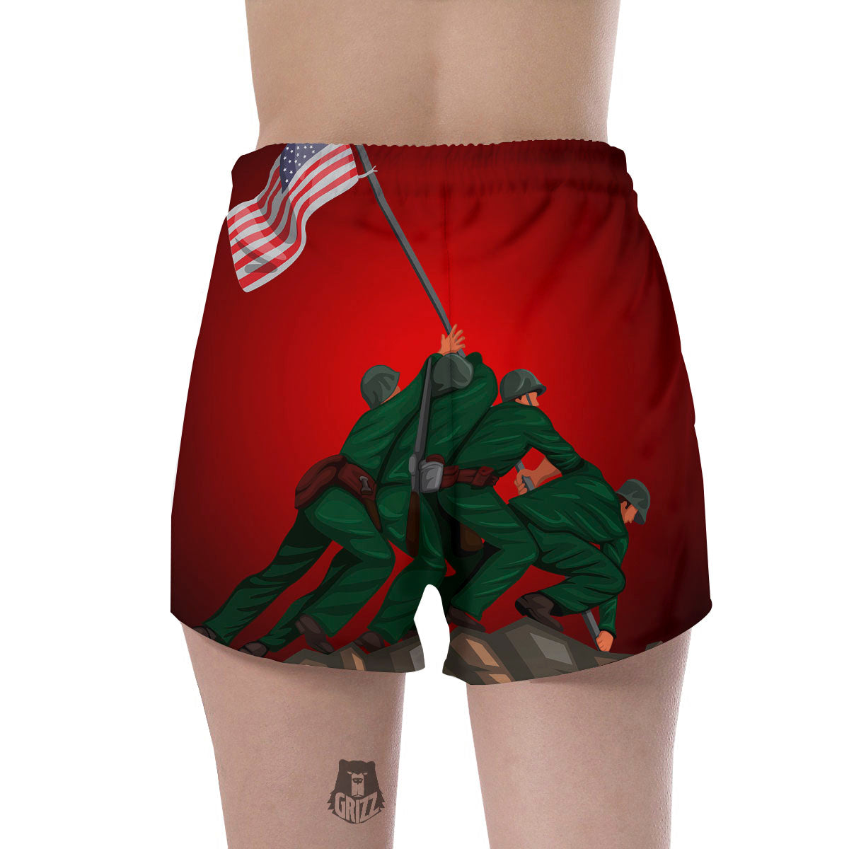 War Memorial American Print Women's Shorts-grizzshop