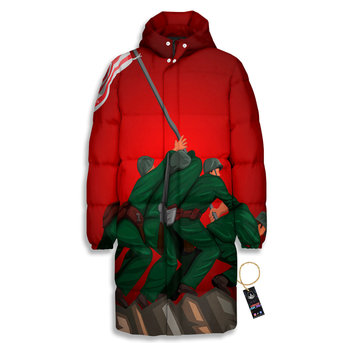 War Memorial American Print Long Down Jacket