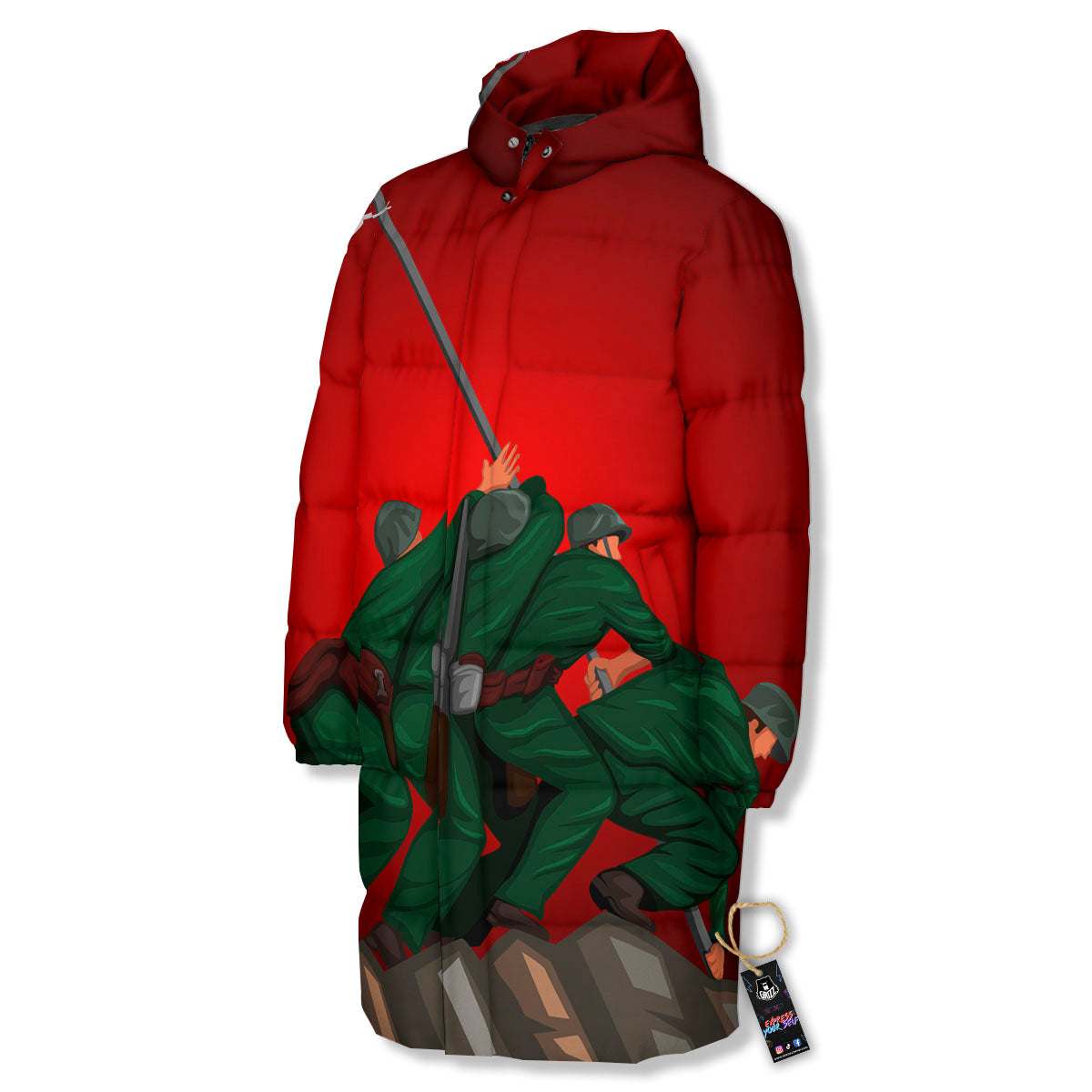 War Memorial American Print Long Down Jacket