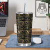 Warli Gold And Black Print Pattern Tumbler-grizzshop