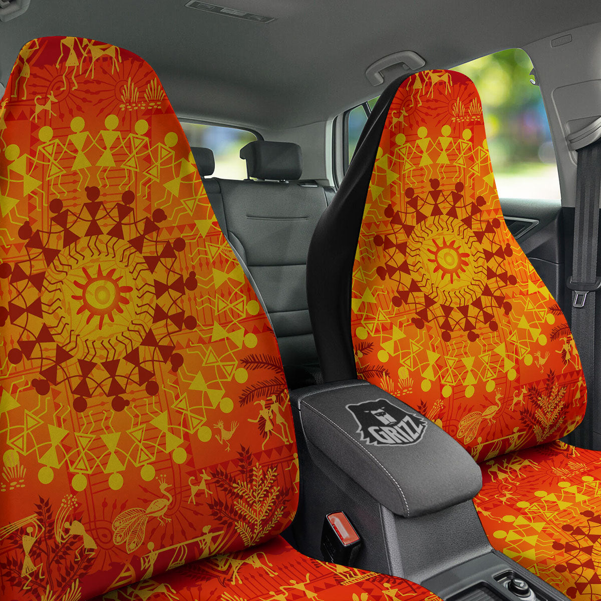 Warli Tribal Ancient Indian Print Car Seat Covers-grizzshop