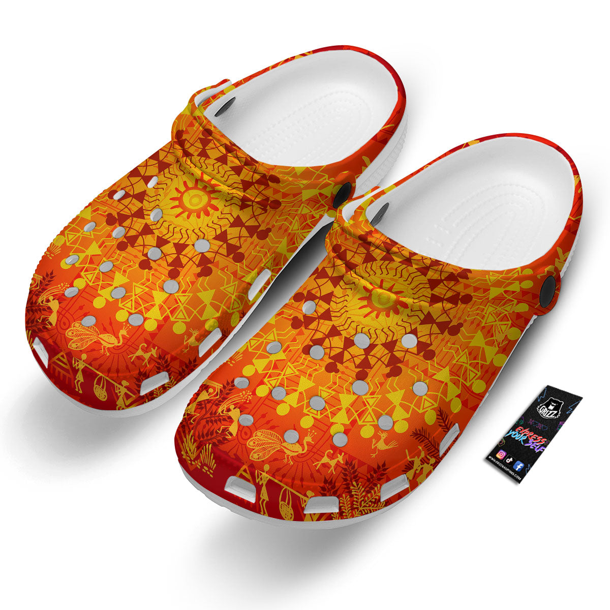 Warli Tribal Ancient Indian Print Clog-grizzshop