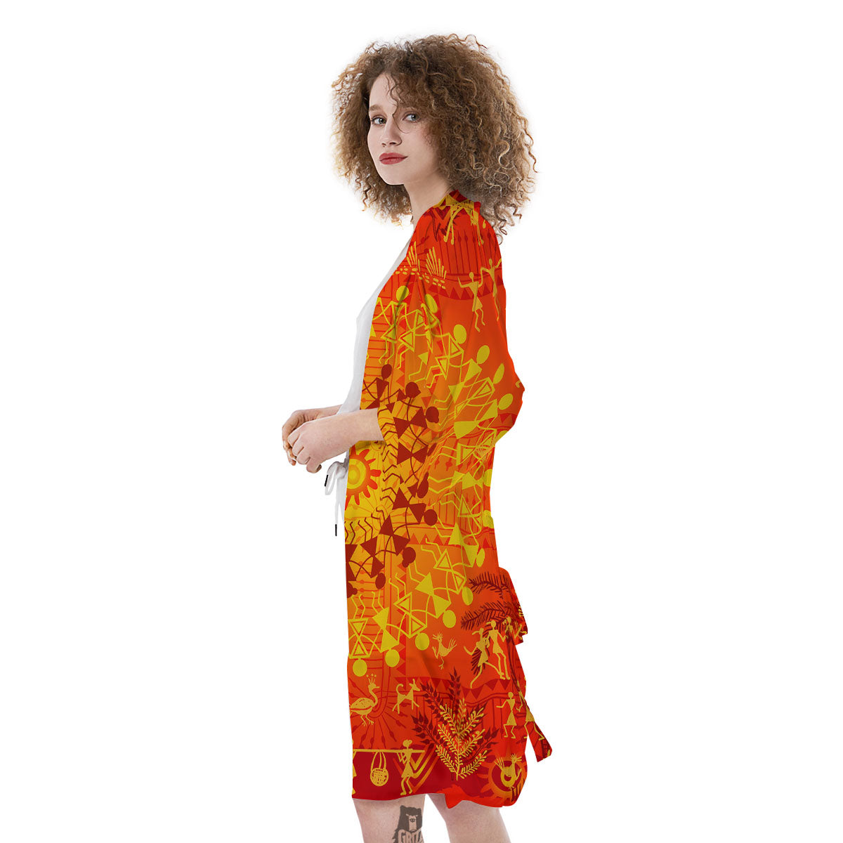 Warli Tribal Ancient Indian Print Kimono-grizzshop