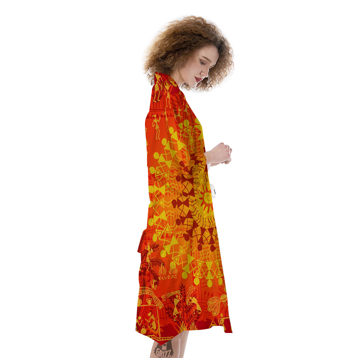 Warli Tribal Ancient Indian Print Kimono-grizzshop