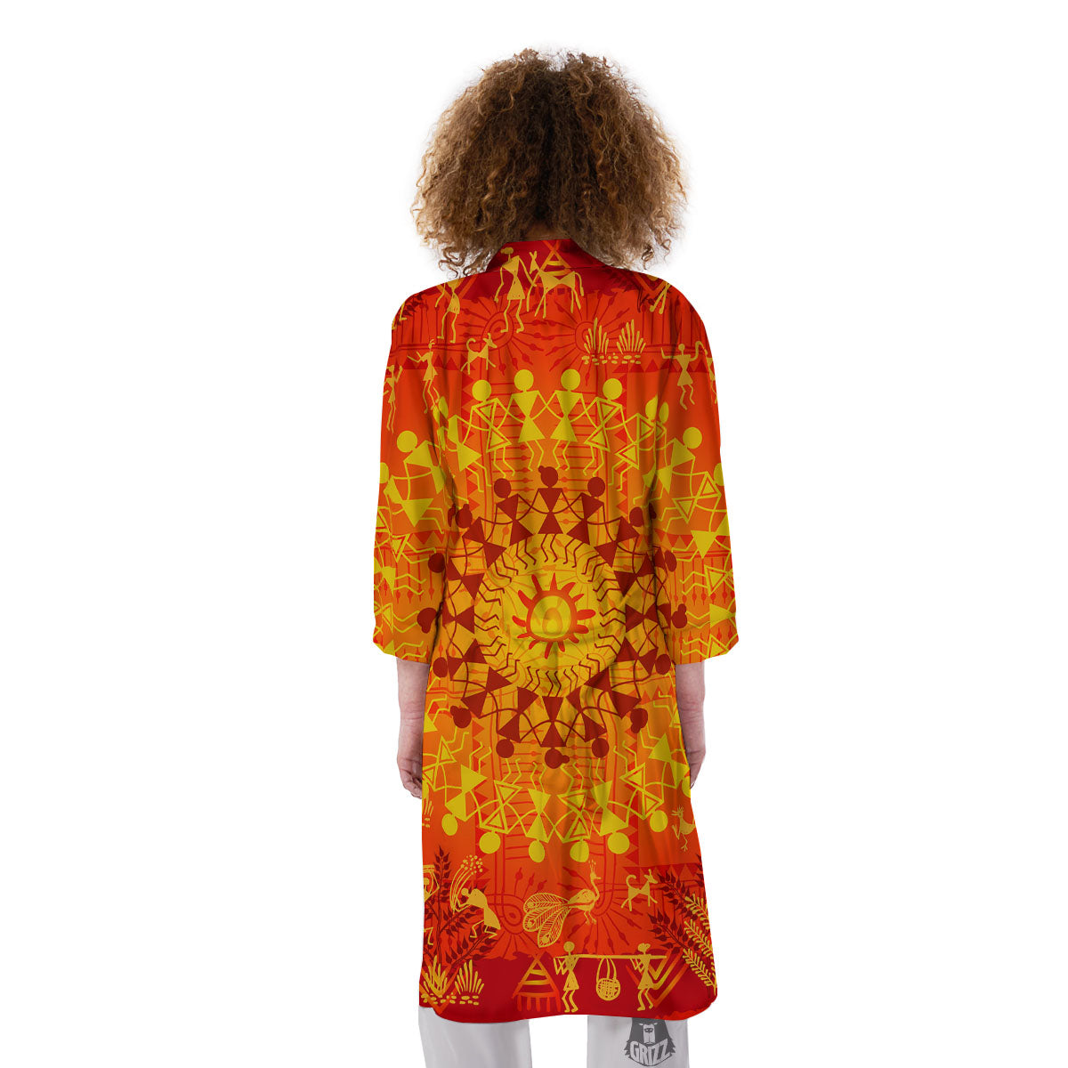 Warli Tribal Ancient Indian Print Kimono-grizzshop