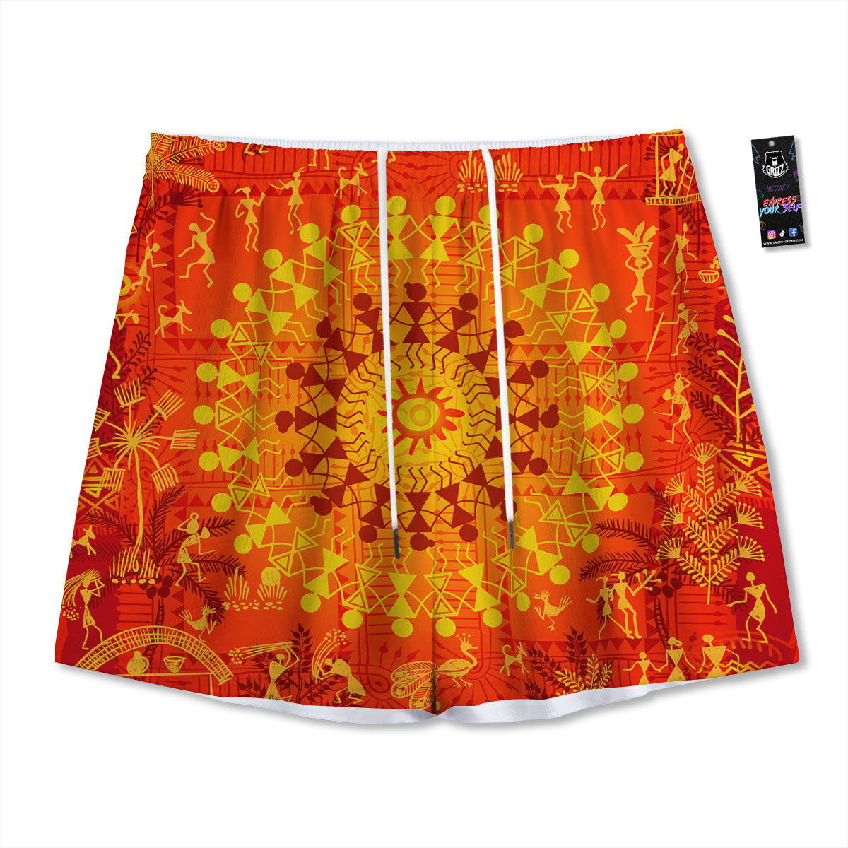 USA Star Fourth of July Print Pattern Mesh Shorts