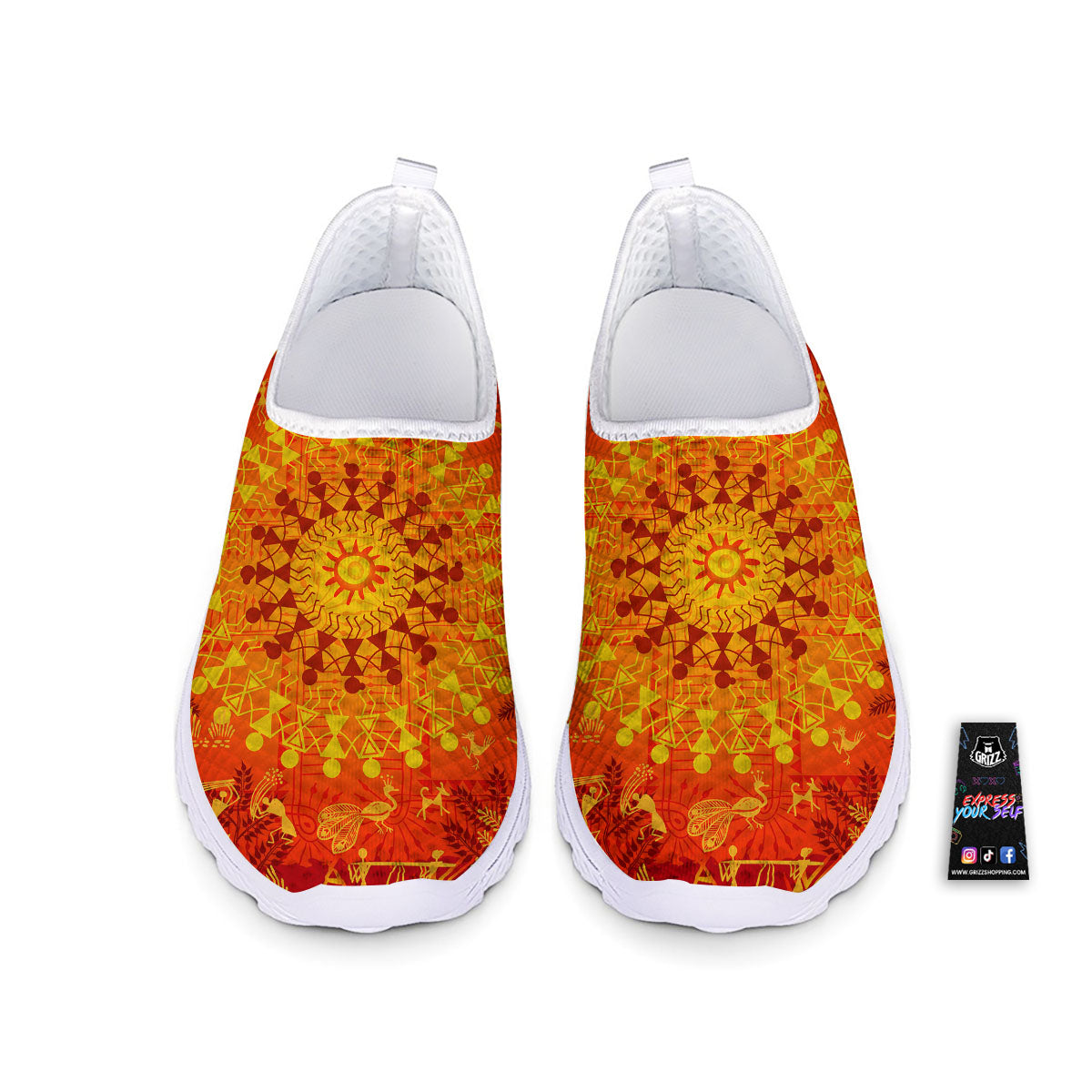 Warli Tribal Ancient Indian Print Nurse Shoes-grizzshop