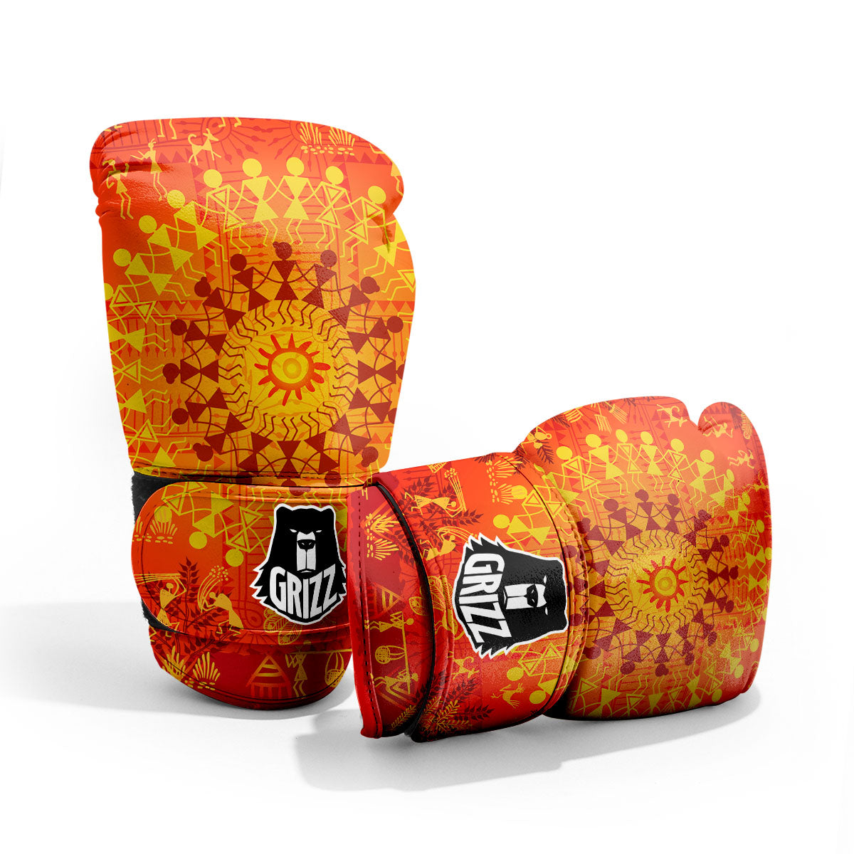 Warli Tribal Ancient Indian Print Pro Boxing Glove