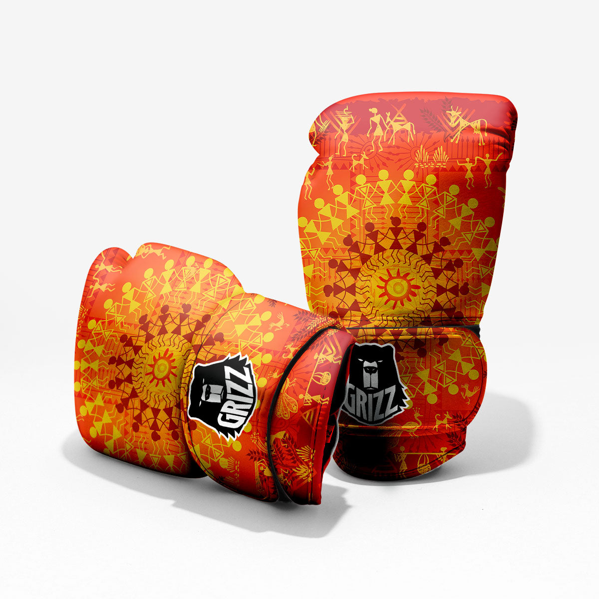 Warli Tribal Ancient Indian Print Pro Boxing Glove