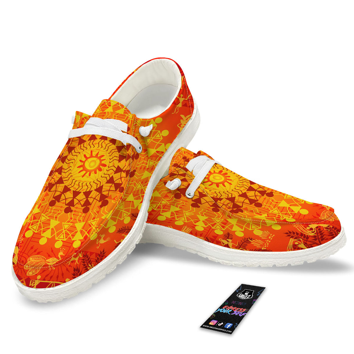 Warli Tribal Ancient Indian Print White Loafers-grizzshop