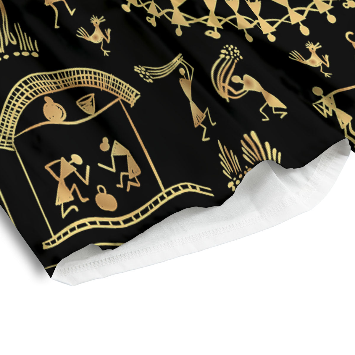 Warli Tribal Gold And Black Print Men's Athletic Shorts