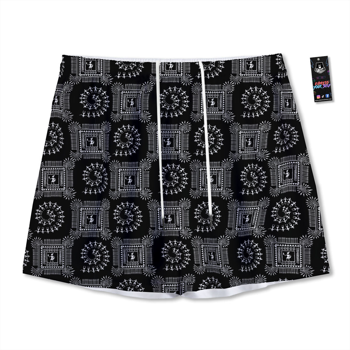 Vegan Cute Print Pattern Mesh Shorts