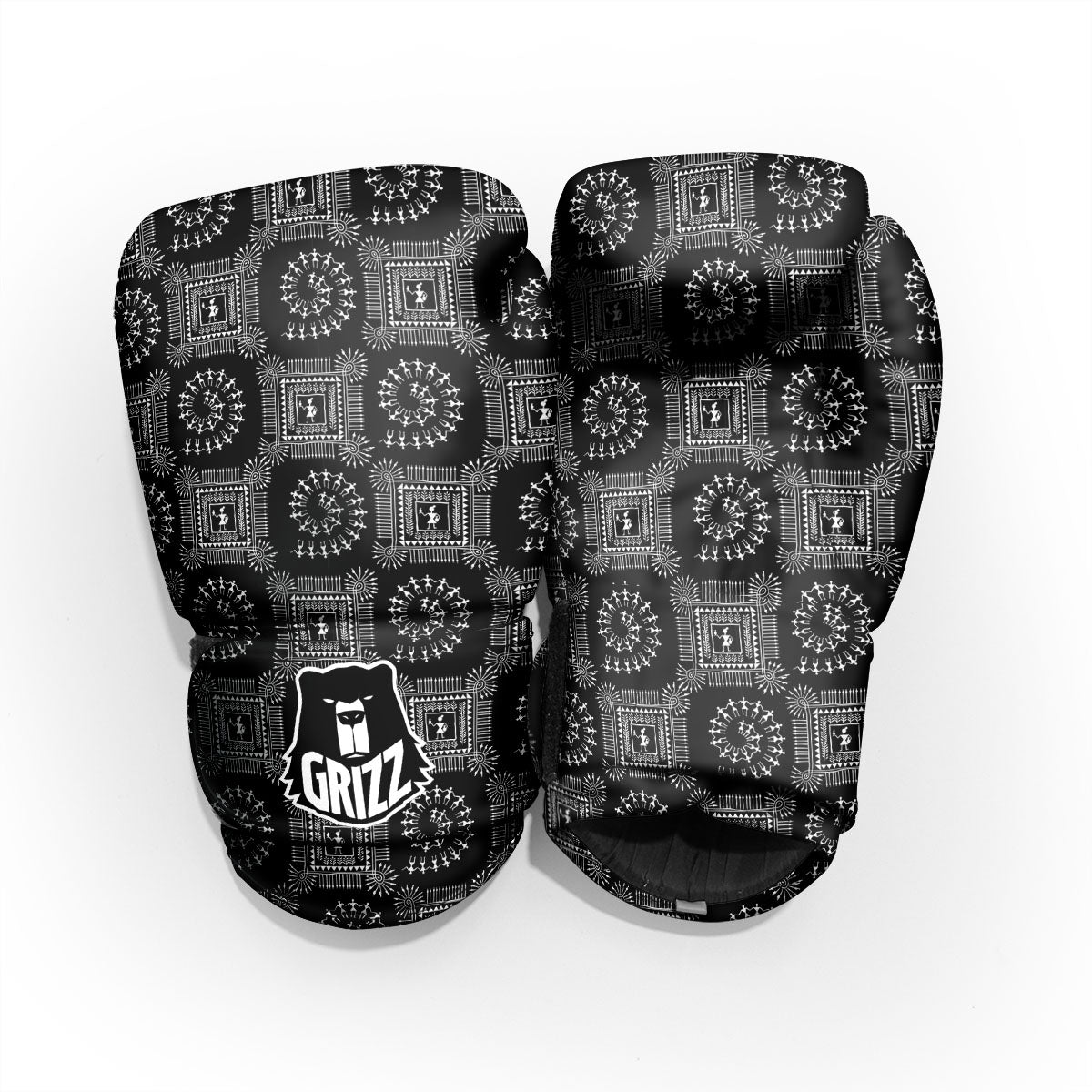 Warli Tribal White And Black Print Pro Boxing Glove