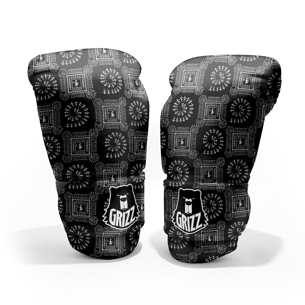 Warli Tribal White And Black Print Pro Boxing Glove