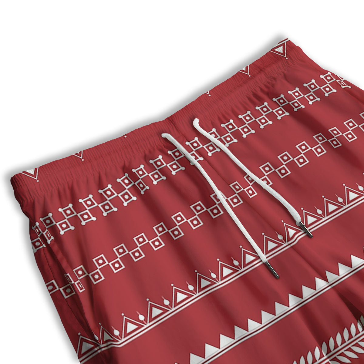 Warli Tribal White And Red Print Men's Athletic Shorts